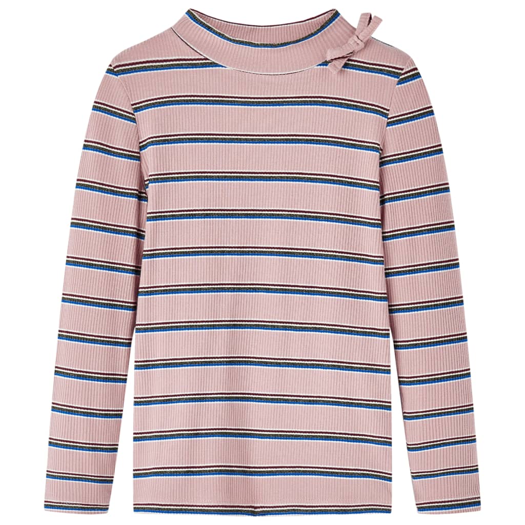 Tricou pentru copii cu mâneci lungi și dungi, roz deschis, 104
