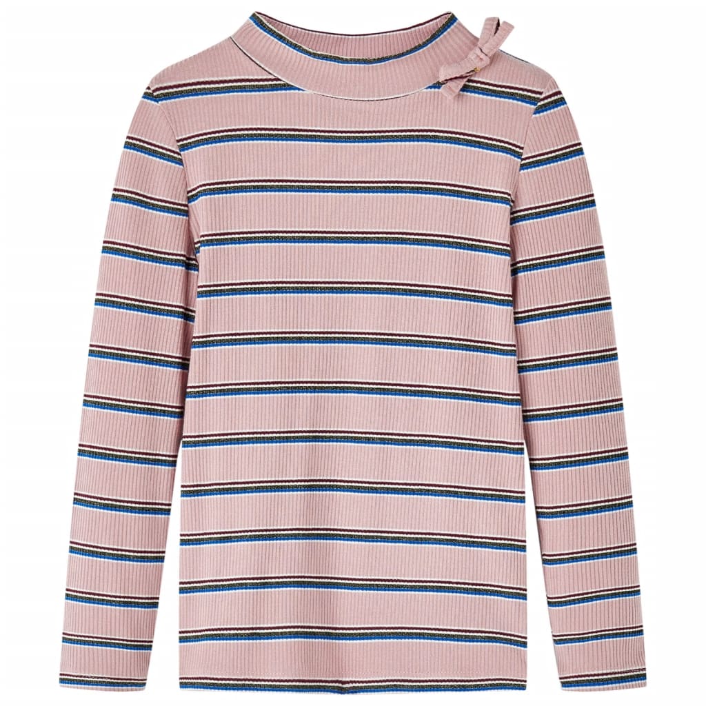 Tricou pentru copii cu mâneci lungi și dungi, roz deschis, 116