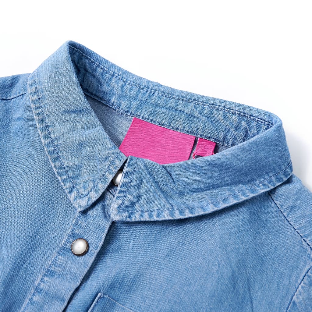 Thumbnail - vidaXL Kinderkleid mit Langen Ärmeln Marineblau und Jeansblau 92