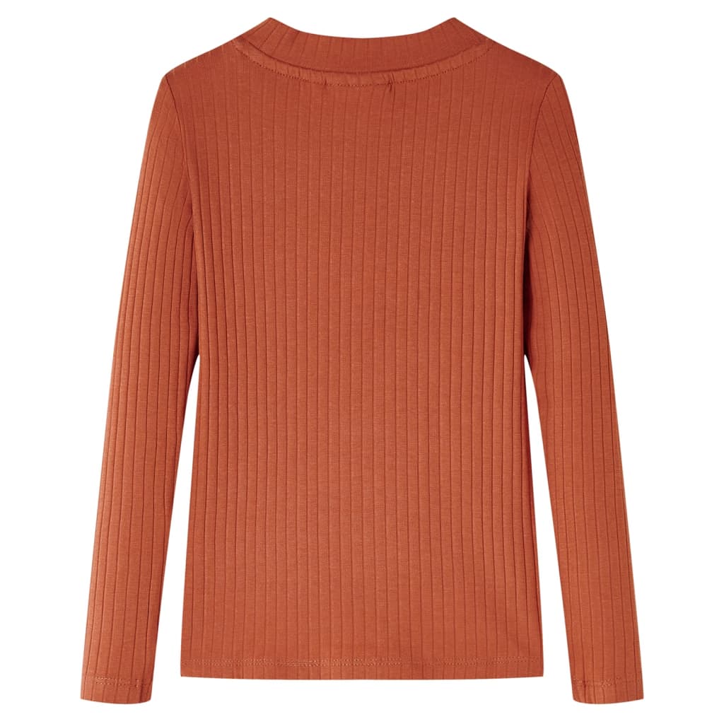 vidaXL Kindershirt met lange mouwen 128 cognackleurig afbeelding