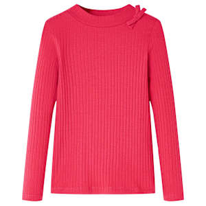 Otroška majica z dolgimi rokavi živo roza 104