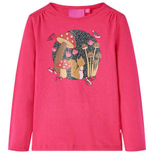 Otroška majica z dolgimi rokavi živo roza 116