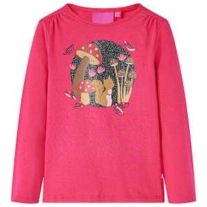 Otroška majica z dolgimi rokavi živo roza 128