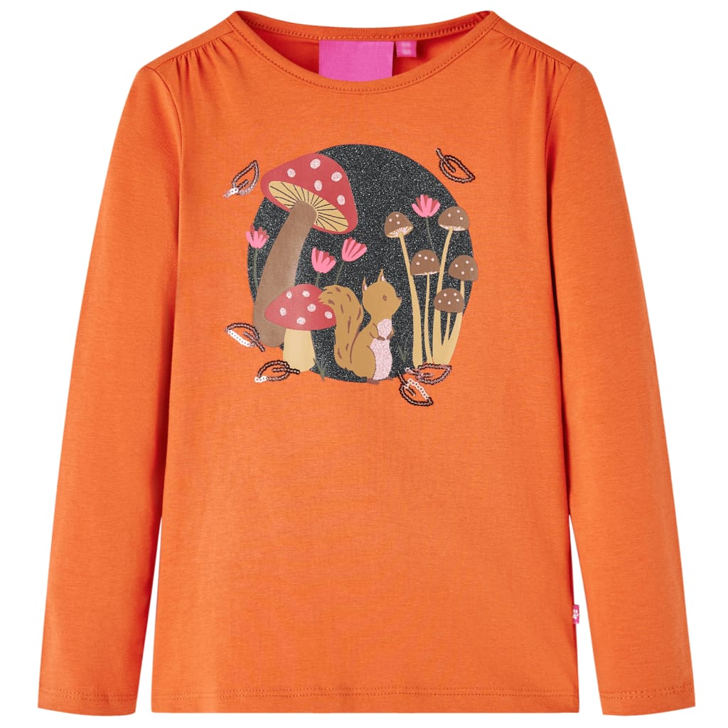 Tricou de copii cu mâneci lungi imprimeu veveriță portocaliu ars 116