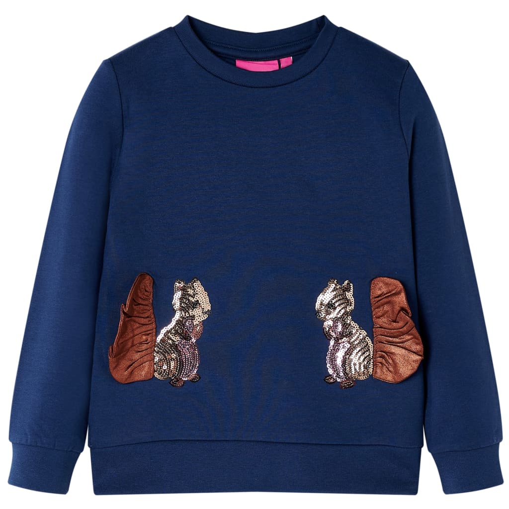 Bluzon pentru copii, veveriță cu paiete, bleumarin, 92