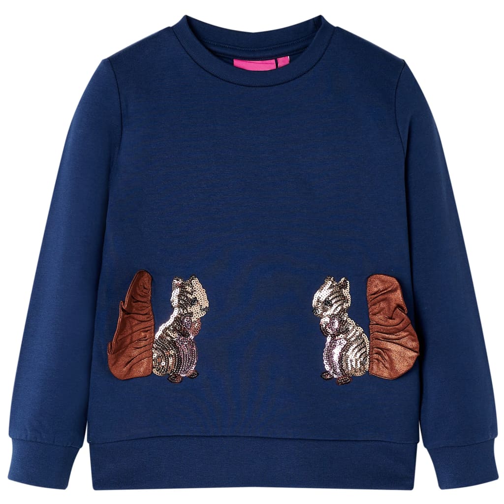 Bluzon pentru copii, veveriță cu paiete, bleumarin, 104