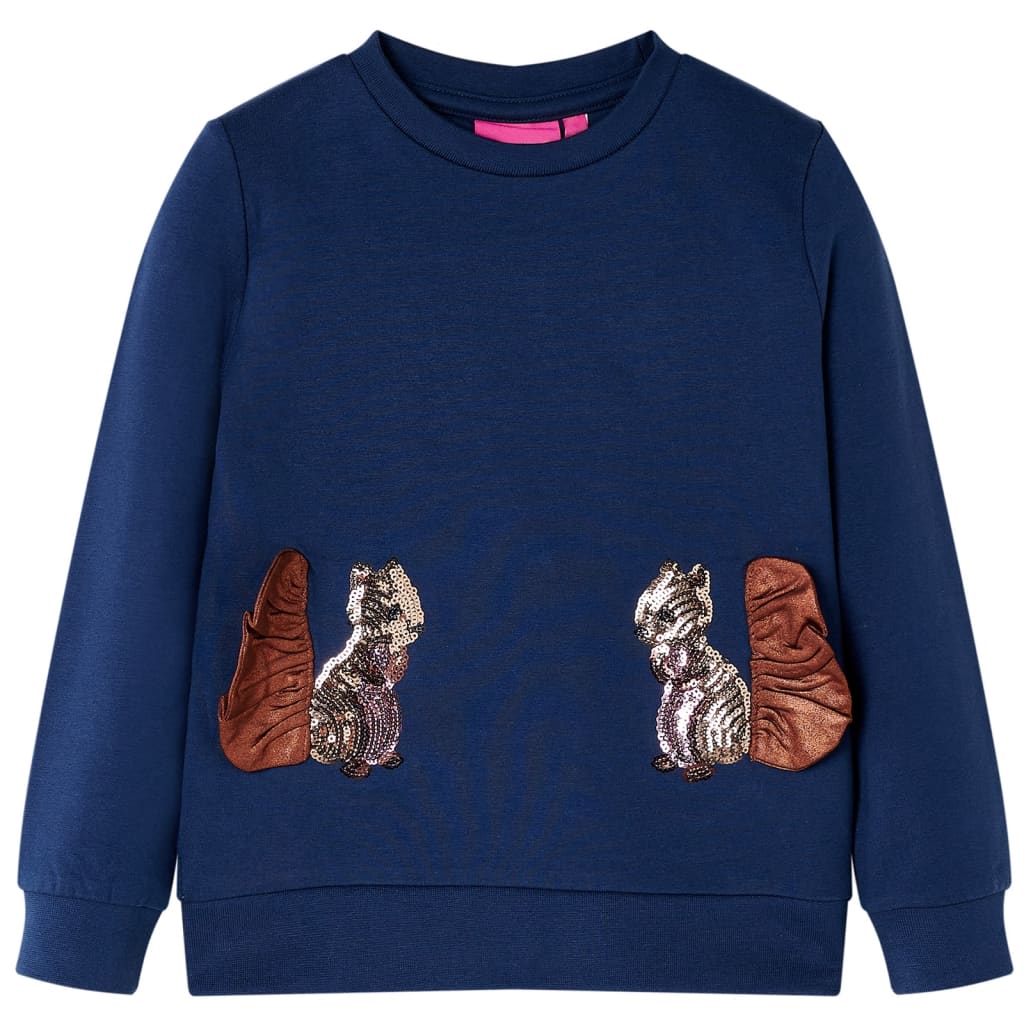 Bluzon pentru copii, veveriță cu paiete, bleumarin, 116