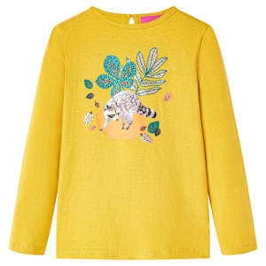 Otroška majica z dolgimi rokavi oker 128