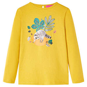 Otroška majica z dolgimi rokavi oker 140