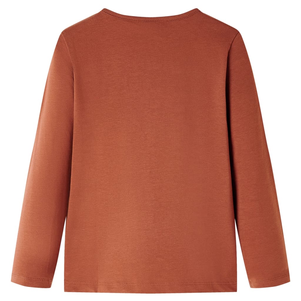 vidaXL Kindershirt met lange mouwen 92 cognackleurig afbeelding
