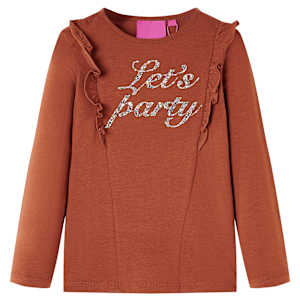 Otroška majica z dolgimi rokavi konjak 140