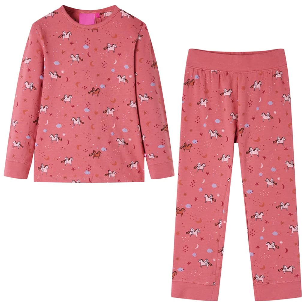 Pijamale copii cu mâneci lungi imprimeu unicorn înaripat roz fanat 104