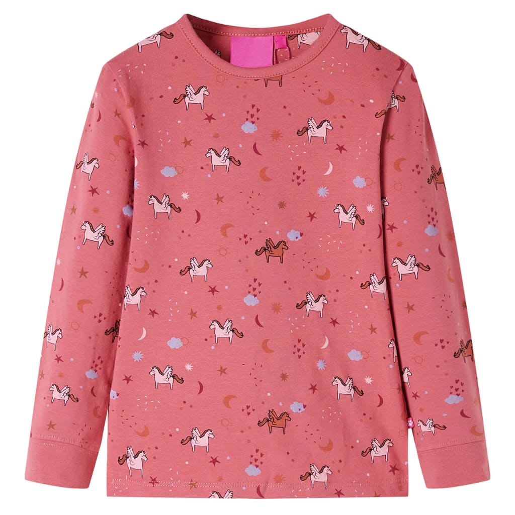 vidaXL Kinderpyjama met lange mouwen 128 oudroze afbeelding