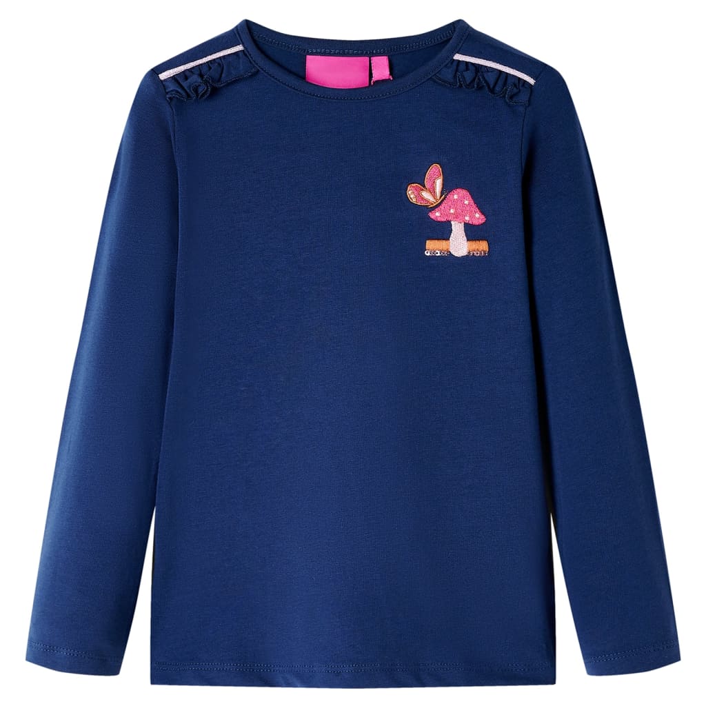 Tricou cu mâneci lungi pentru copii, design ciupercă, bleumarin, 92