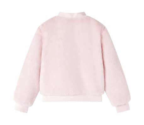 Otroška jakna iz umetnega krzna nežno roza 140