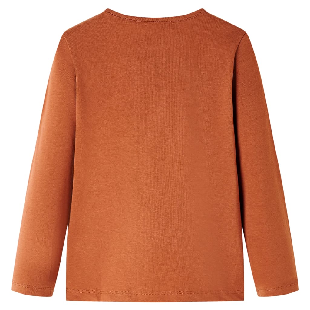 vidaXL Kindershirt met lange mouwen 92 cognackleurig afbeelding