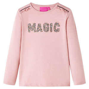 Otroška majica z dolgimi rokavi svetlo roza 116