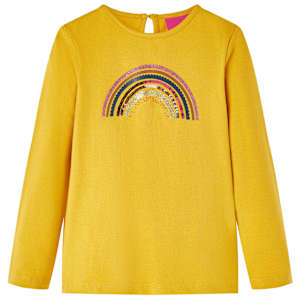 Otroška majica z dolgimi rokavi oker 116