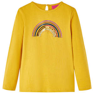 Otroška majica z dolgimi rokavi oker 128