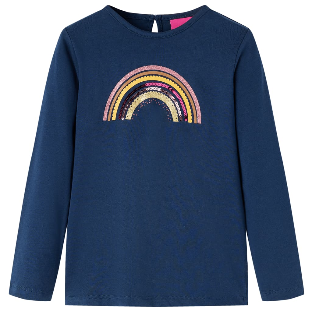 Tricou pentru copii cu mâneci lungi, imprimeu curcubeu, bleumarin, 116
