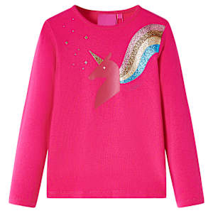 Otroška majica z dolgimi rokavi živo roza 92