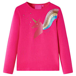 Otroška majica z dolgimi rokavi živo roza 104