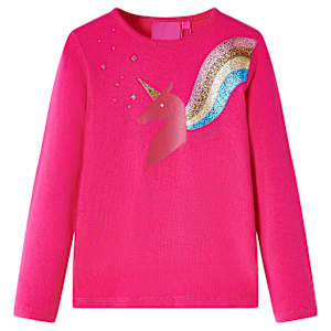 Otroška majica z dolgimi rokavi živo roza 116