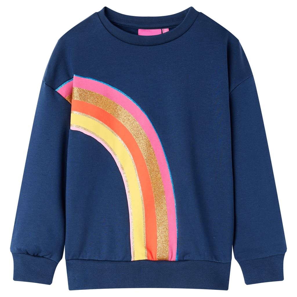 Sweatshirt pour enfants imprimé arc-en-ciel bleu marine 140