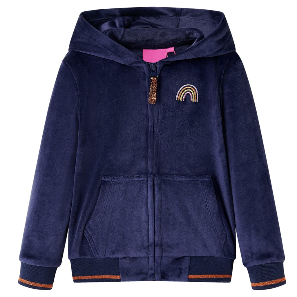 Jachetă cu glugă pentru copii, design curcubeu, bleumarin, 116