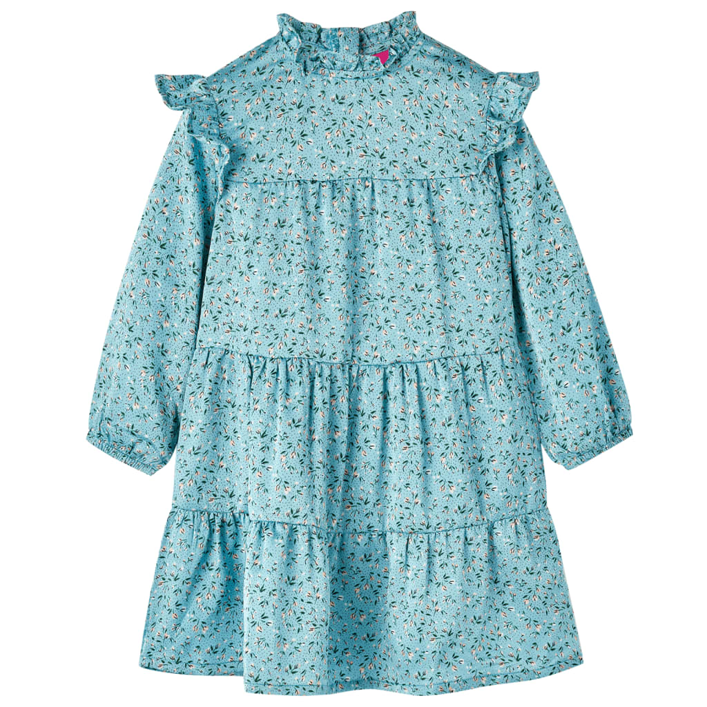 vidaXL Kinderkleid mit langen Ärmeln Blau 116