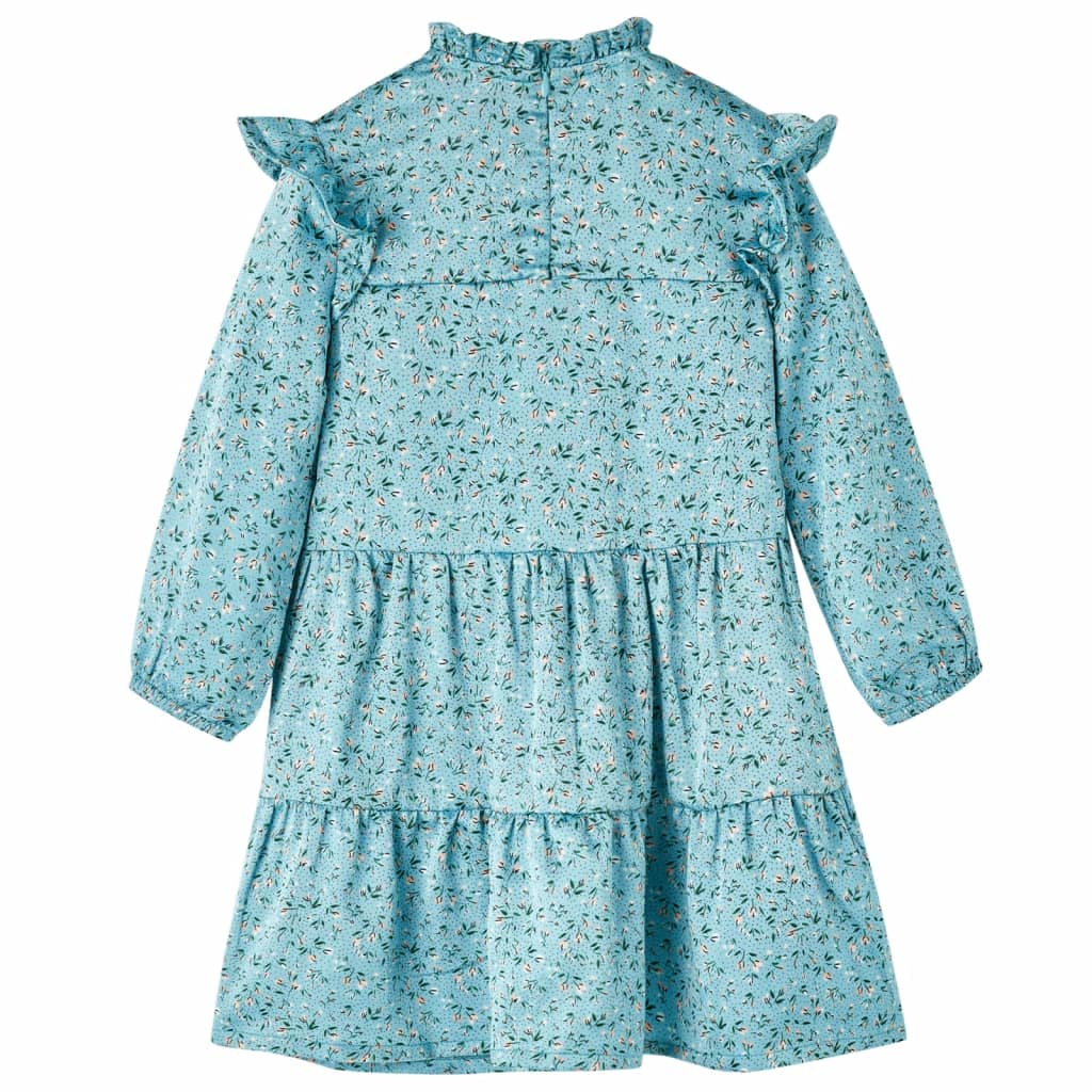 vidaXL Kinderjurk met lange mouwen 116 blauw afbeelding