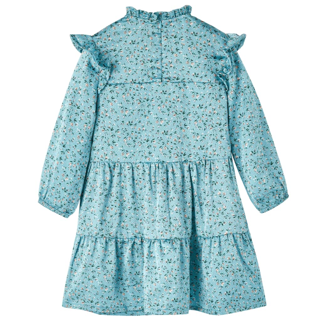 vidaXL Kinderjurk met lange mouwen 128 blauw afbeelding