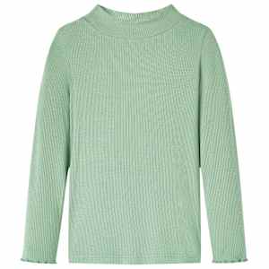 Otroška majica z dolgimi rokavi visoki ovratnik temna mint 128