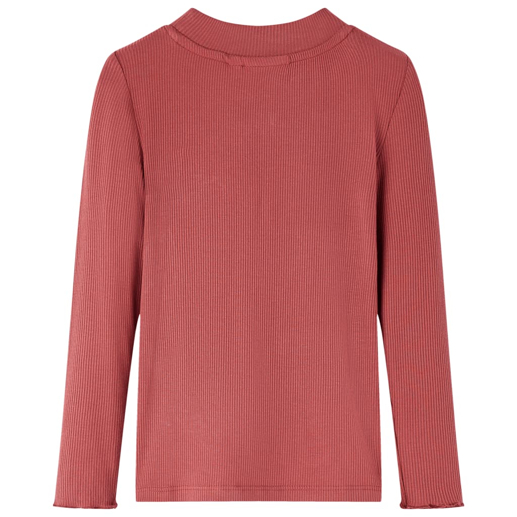 vidaXL Kindershirt met lange mouwen lage col 92 roodbruin afbeelding