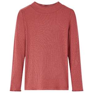 Otroška majica z dolgimi rokavi visoki ovratnik žgano rdeča 104