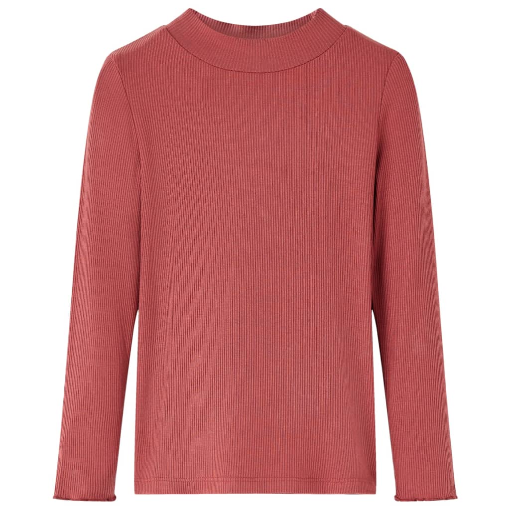 vidaXL Kindershirt met lange mouwen en lage col 128 roodbruin afbeelding