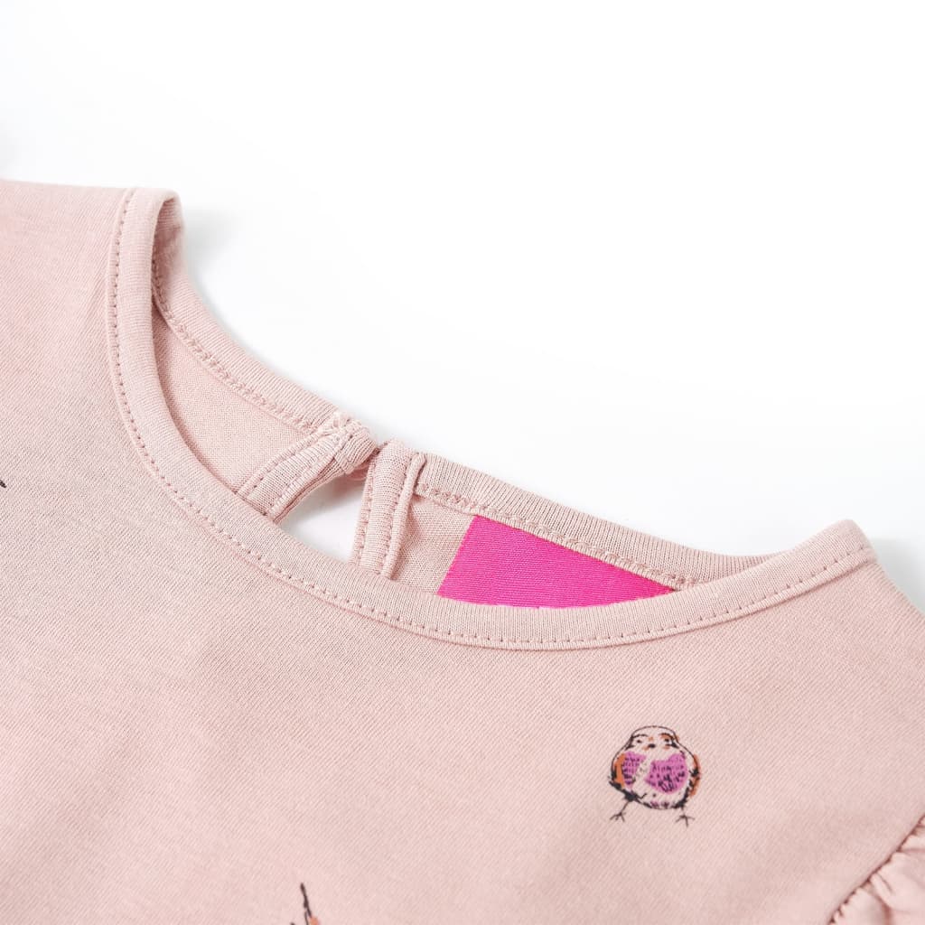 Koszulka dziecięca z długimi rękawami, z wróbelkami, różowa, 92