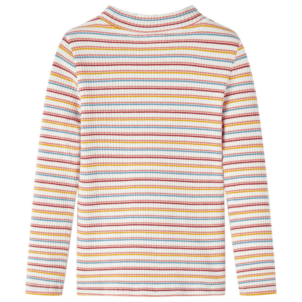 vidaXL Kindershirt met lange mouwen 128 gestreept ecru afbeelding