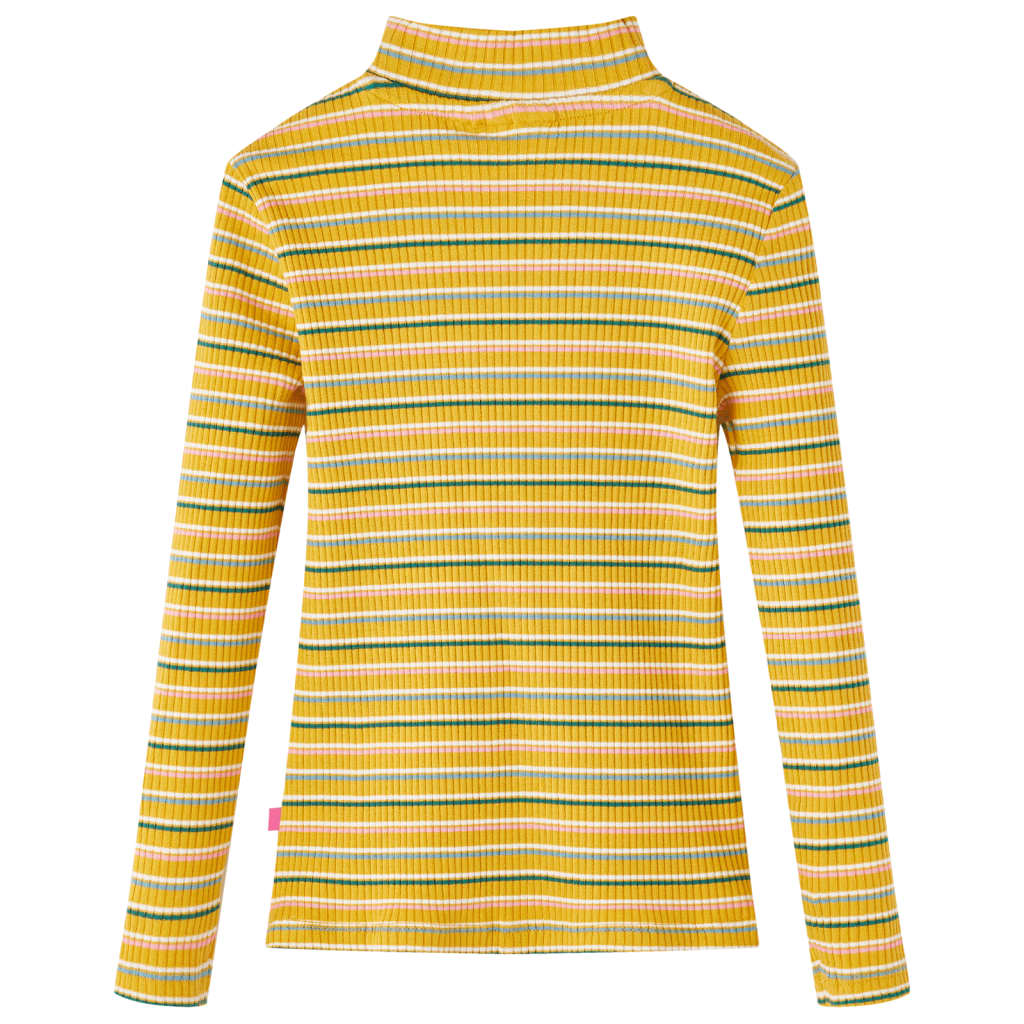 vidaXL Kindershirt met lange mouwen 128 gestreept okerkleurig afbeelding