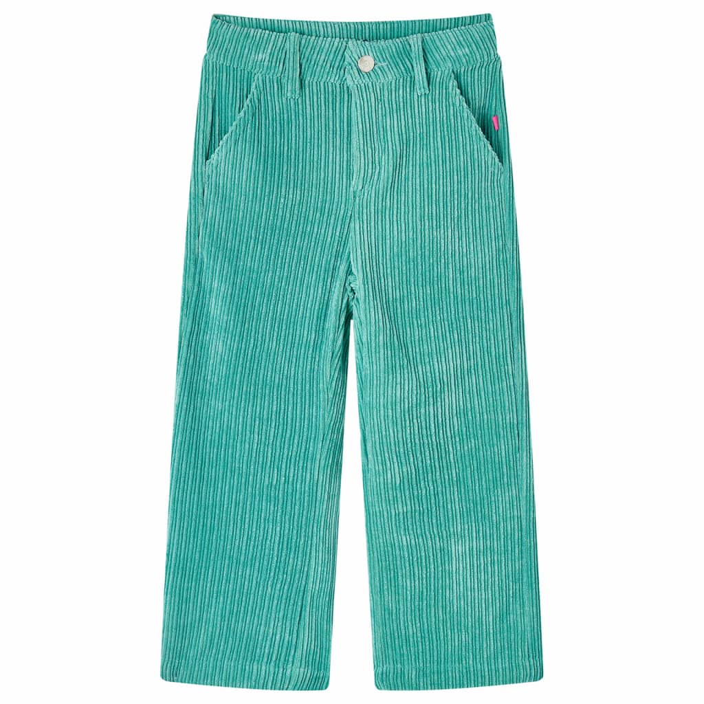 Pantaloni de copii din velur, verde mentă, 92