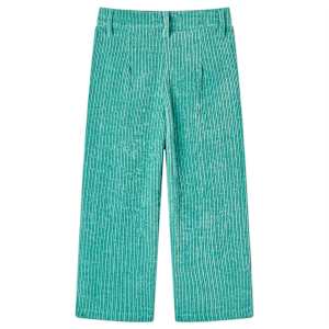 Pantaloni de copii din velur, verde mentă, 140