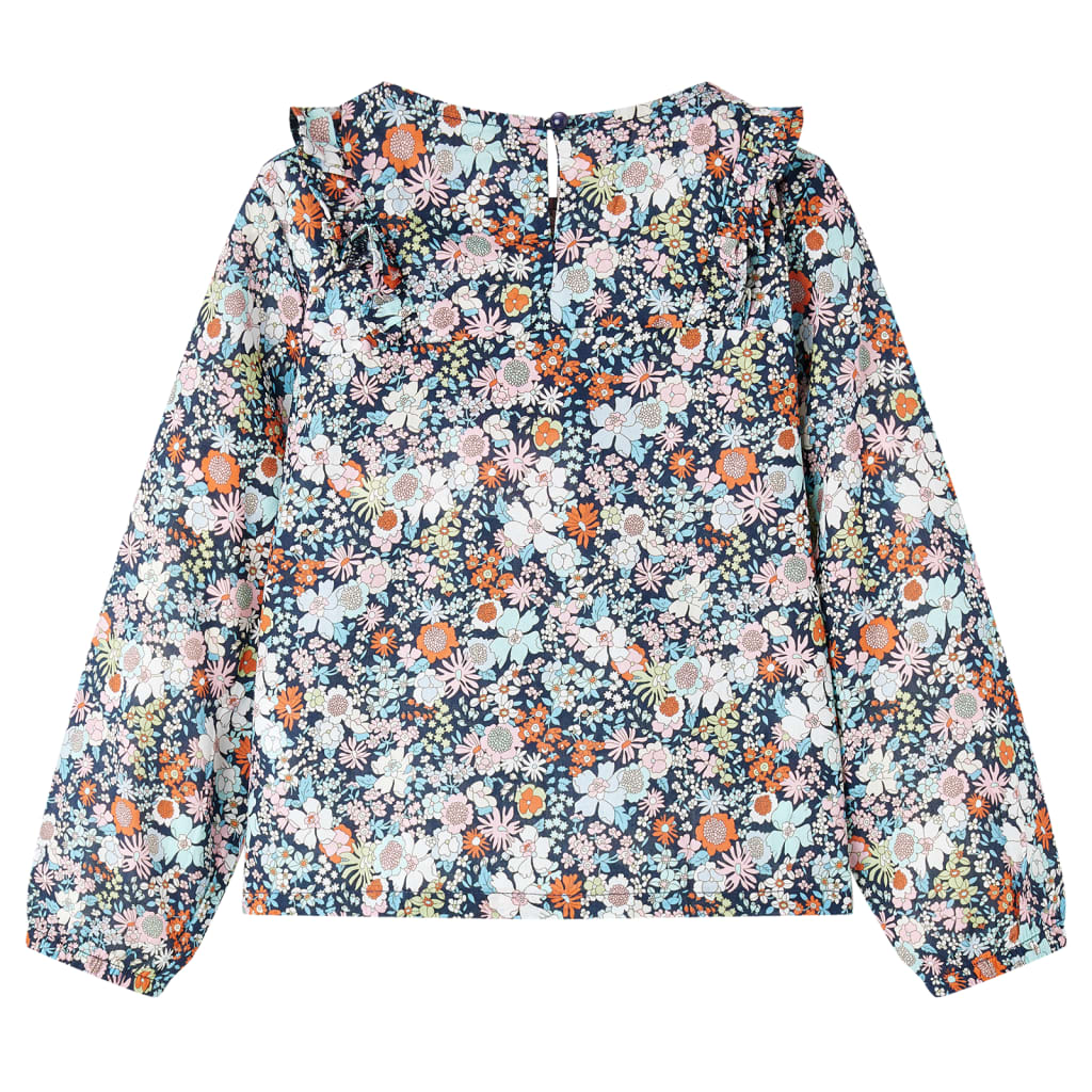 vidaXL Kindershirt met lange mouwen 140 donkerblauw afbeelding