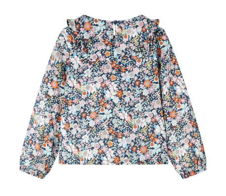 Chemise pour enfants &agrave; manches longues bleu fonc&eacute; 140