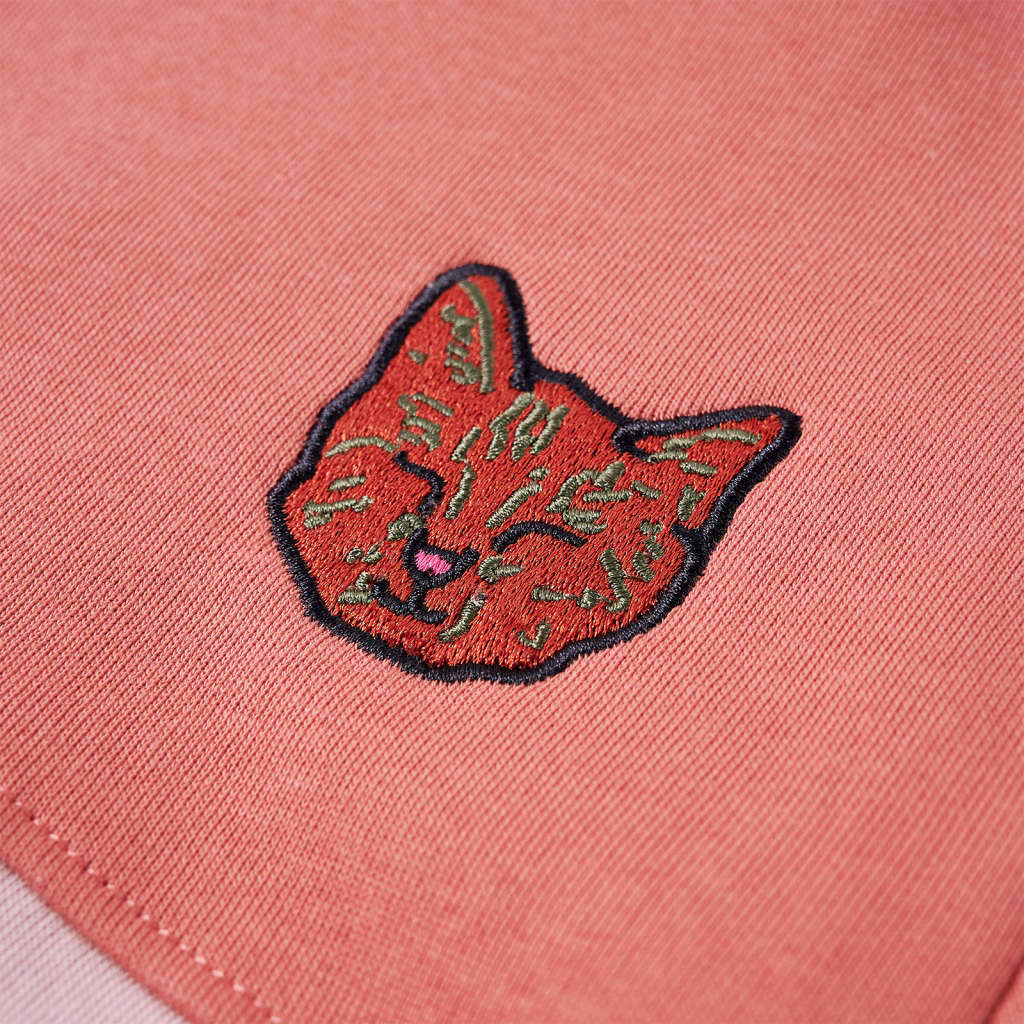 Bluza dziecięca z blokami kolorów i kotkiem, różowa, 140