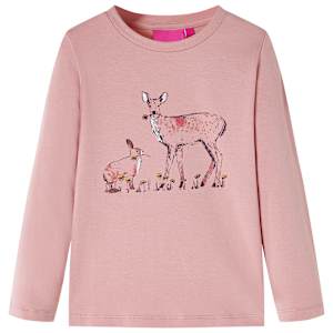 Otroška majica z dolgimi rokavi roza 128