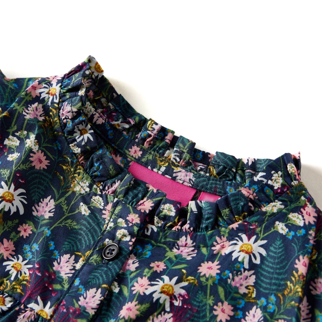 Thumbnail - vidaXL Kinderkleid mit Langen Ärmeln Dunkelblau 104
