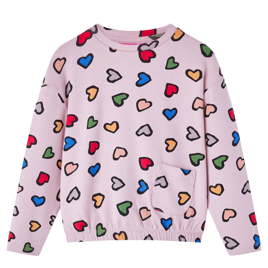 Bluzon pentru copii, imprimeu inimi, roz, 104