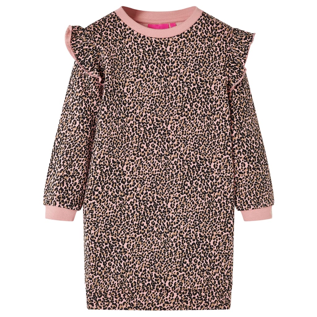 Rochie hanorac pentru copii, imprimeu leopard, roz mediu, 104