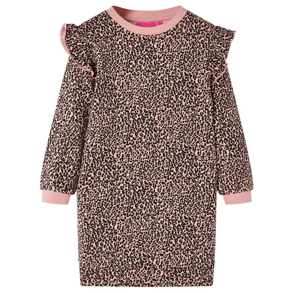 Rochie hanorac pentru copii, imprimeu leopard, roz mediu, 128