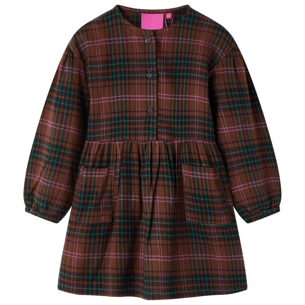 vidaXL Kinderkleid mit Langen Ärmeln Cognac 116